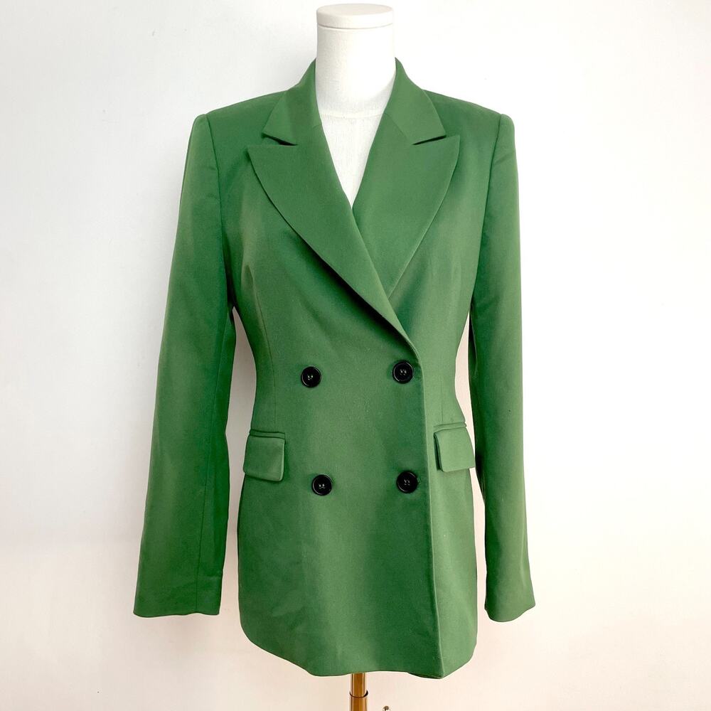 Reserved Green Office Siren Preppy Tailored Minimalist Old Money Jacket Blazer